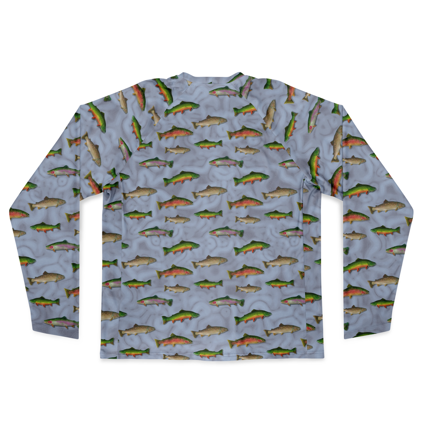 "Trout Grand Slam" pattern on Men's Long Sleeve Performance Sun Shirt