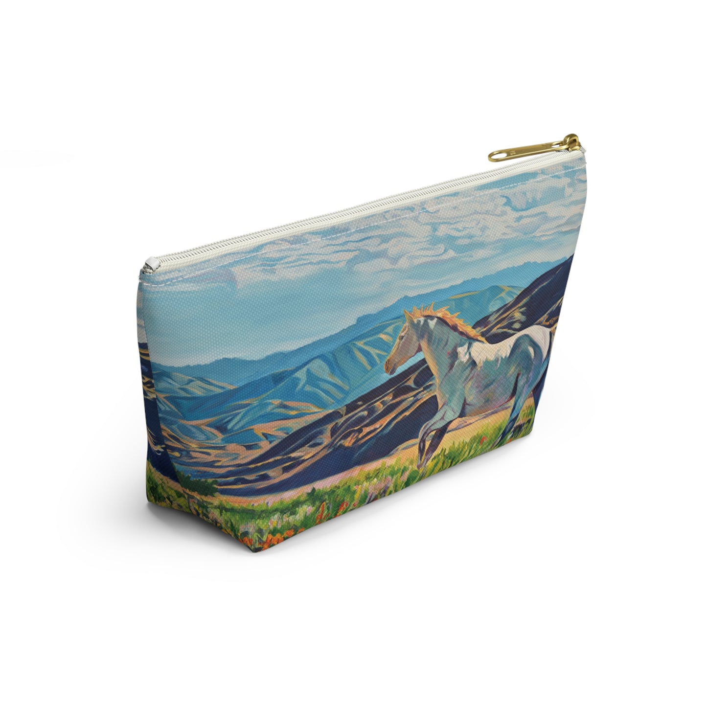 "Freedom in the Foothills" White Horse Running Accessory Pouch w T-bottom
