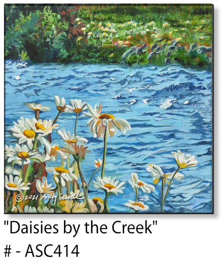 ASC414 "Daisies by the Creek" ceramic coaster