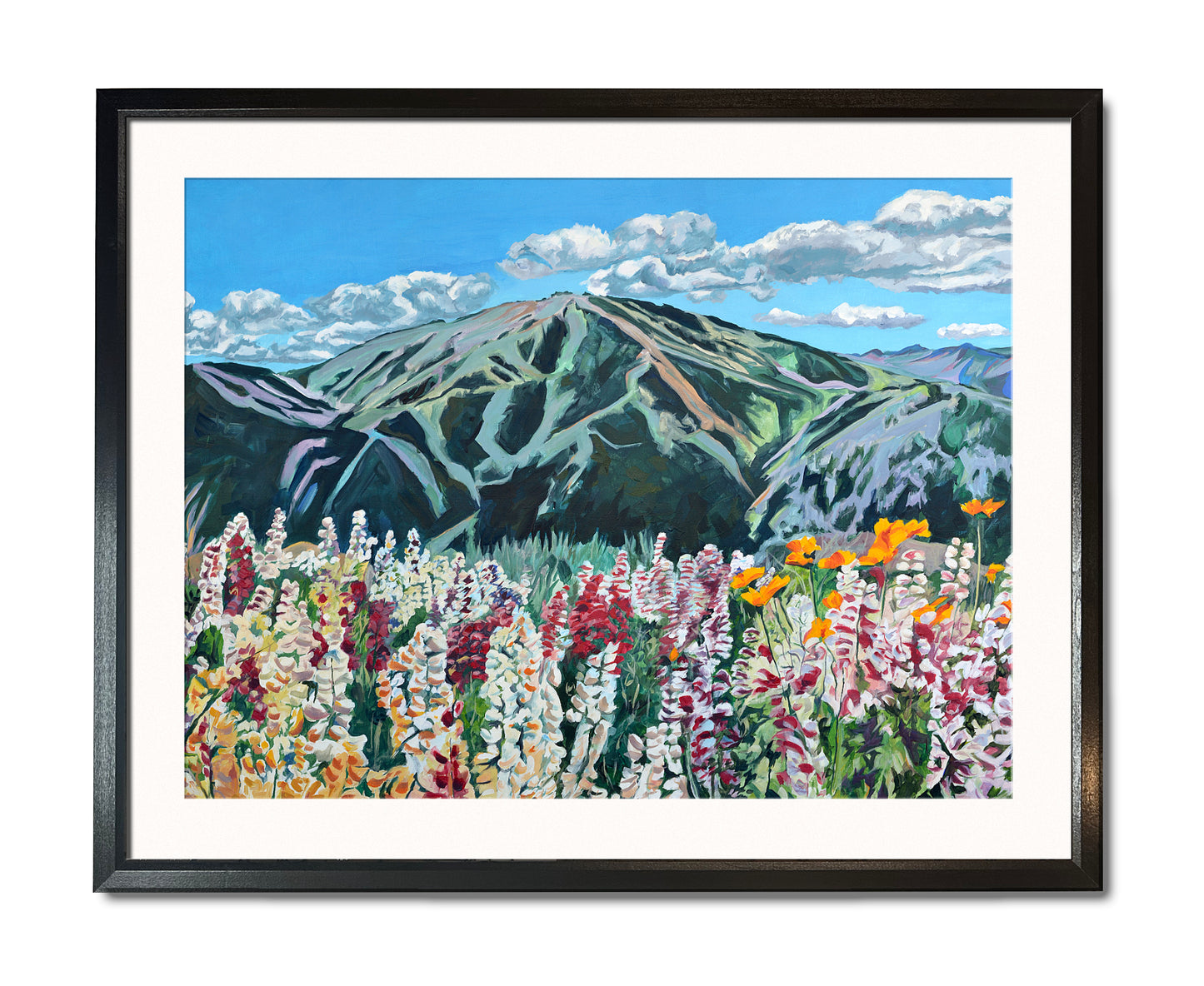 "Sun Valley Summer Color" - 48"x30" signed & inspected Giclée of Sun Valley's Bald Mtn. in Summer w/wildflowers