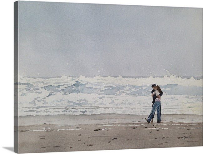 "Beach Hugs" Watercolor 12x16 signed edition Giclee Reprod. of Hugs at the Beach.