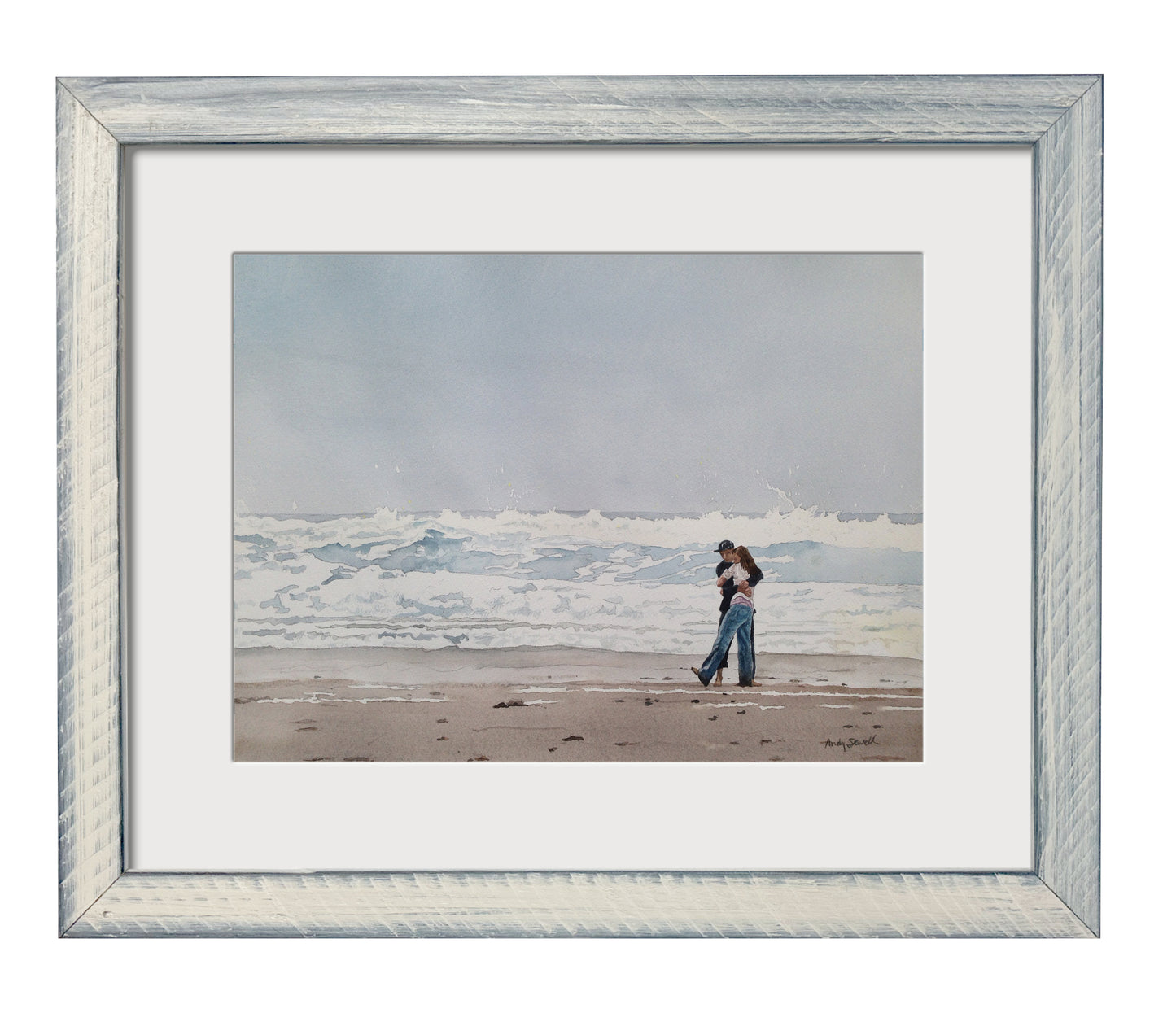 "Beach Hugs" Watercolor 12x16 signed edition Giclee Reprod. of Hugs at the Beach.
