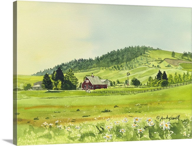 "Country Patriot" - 10"x14" Original watercolor, framed in 14x18