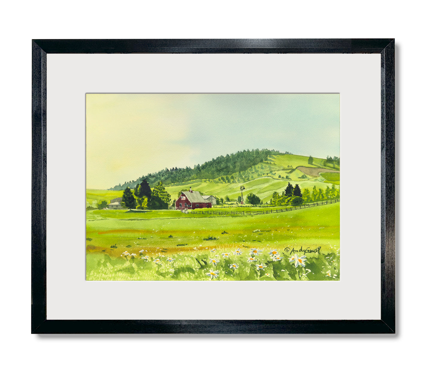 "Country Patriot" - 10"x14" Original watercolor, framed in 14x18