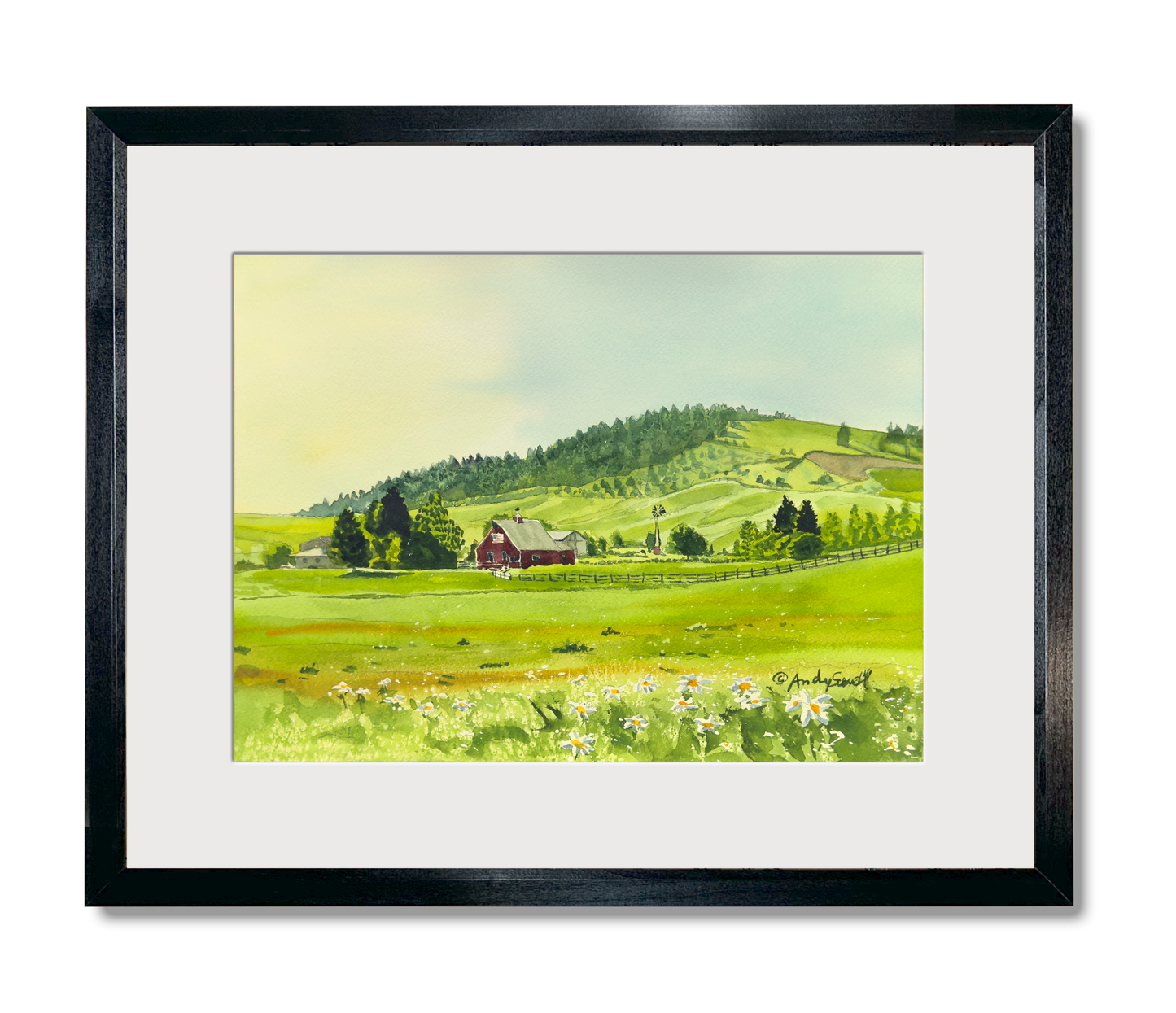 "Country Patriot" - 10"x14" Original watercolor, framed in 14x18