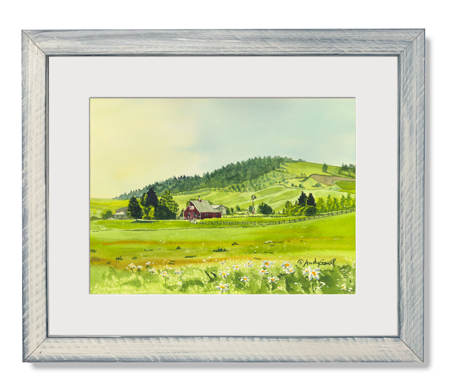 "Country Patriot" - 10"x14" Original watercolor, framed in 14x18
