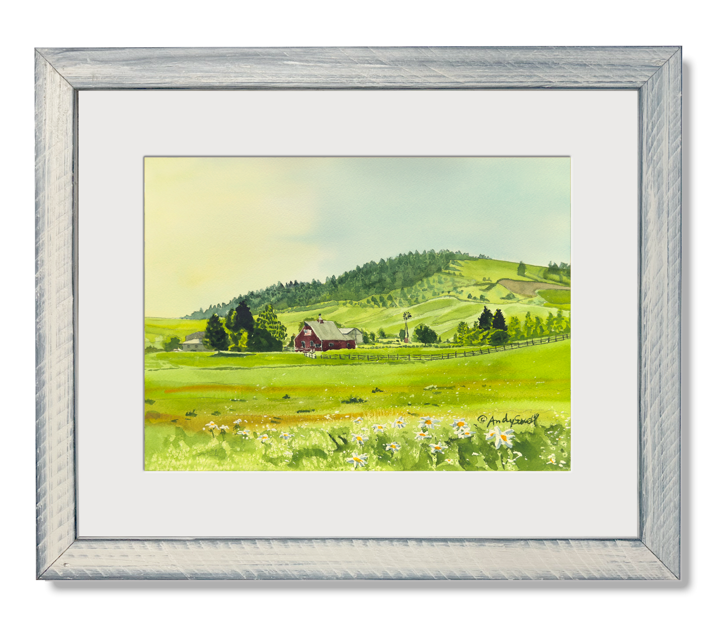 "Country Patriot" - 10"x14" Original watercolor, framed in 14x18