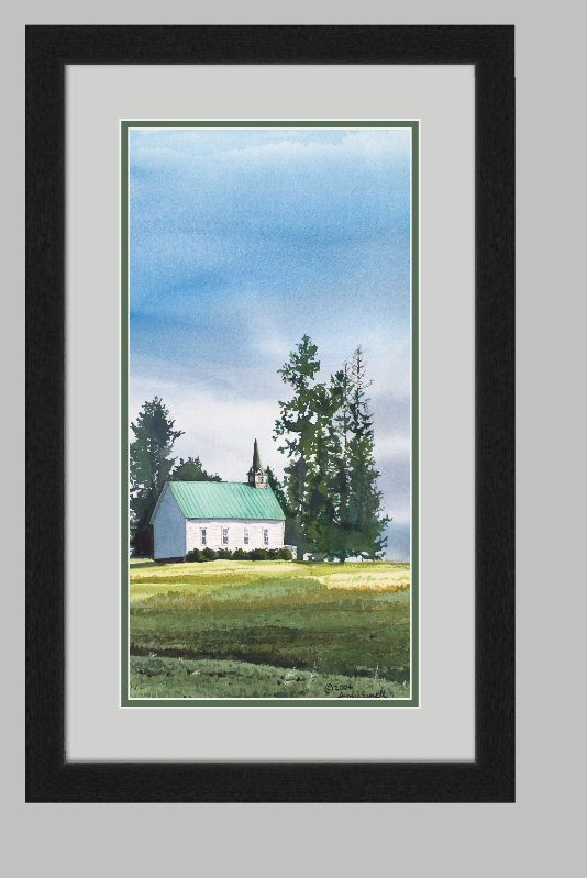 "Freeze Church" 9x16 watercolor Giclee Reprod. of a popular local church