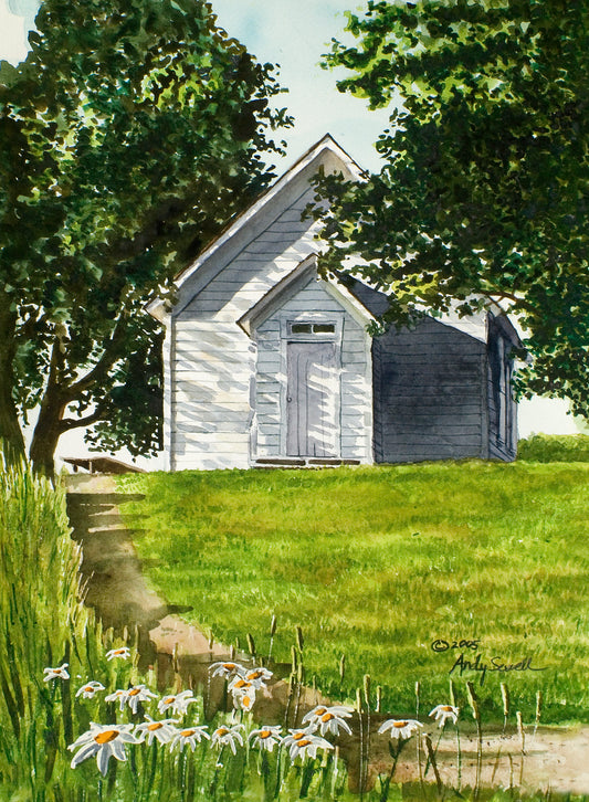 "Sunday Morning Shadows" signed Giclee Reprod. of an old palouse country church (Cordelia)