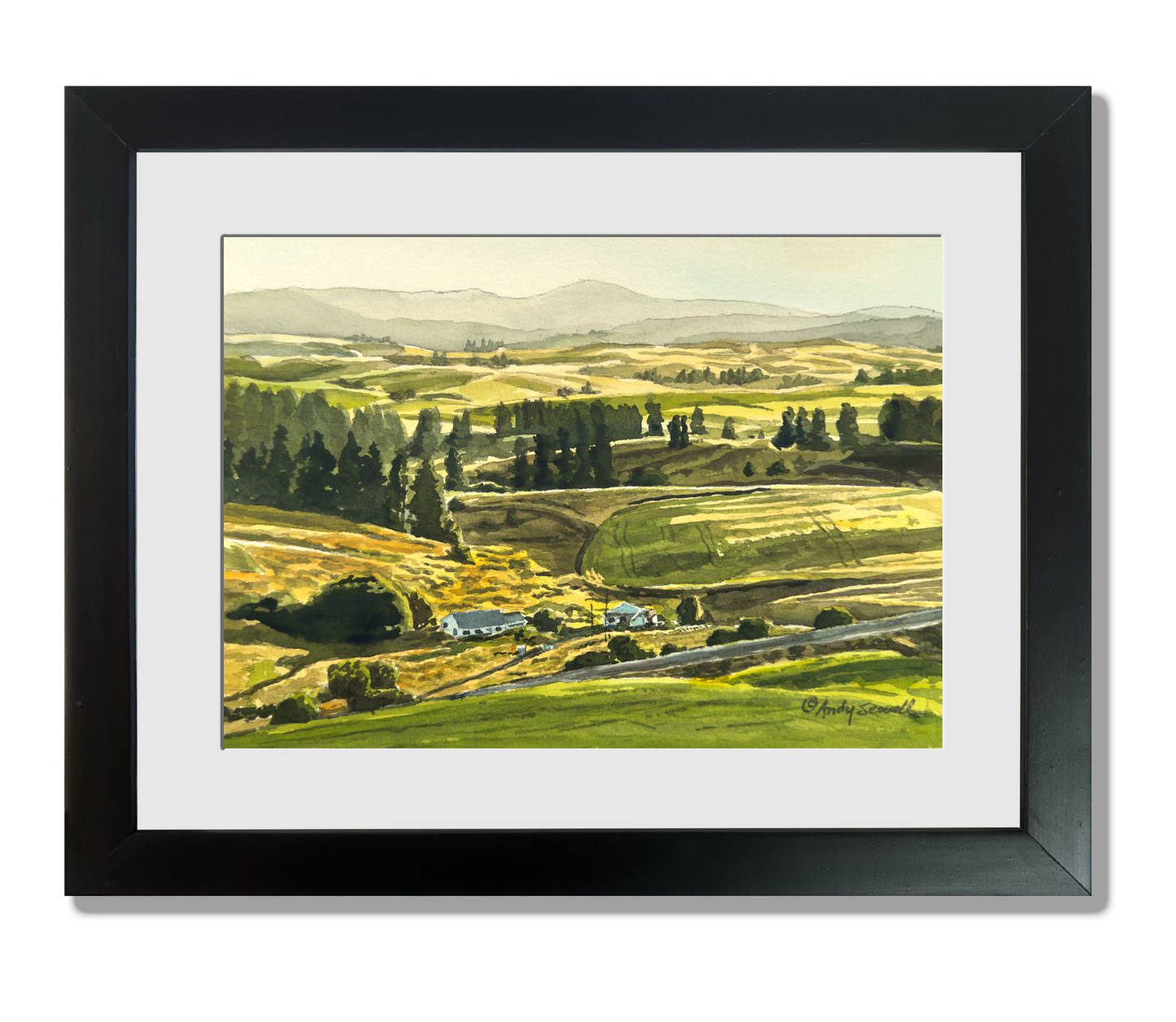 "Home on the Palouse" - 8"x12" Original watercolor, framed in 11x14