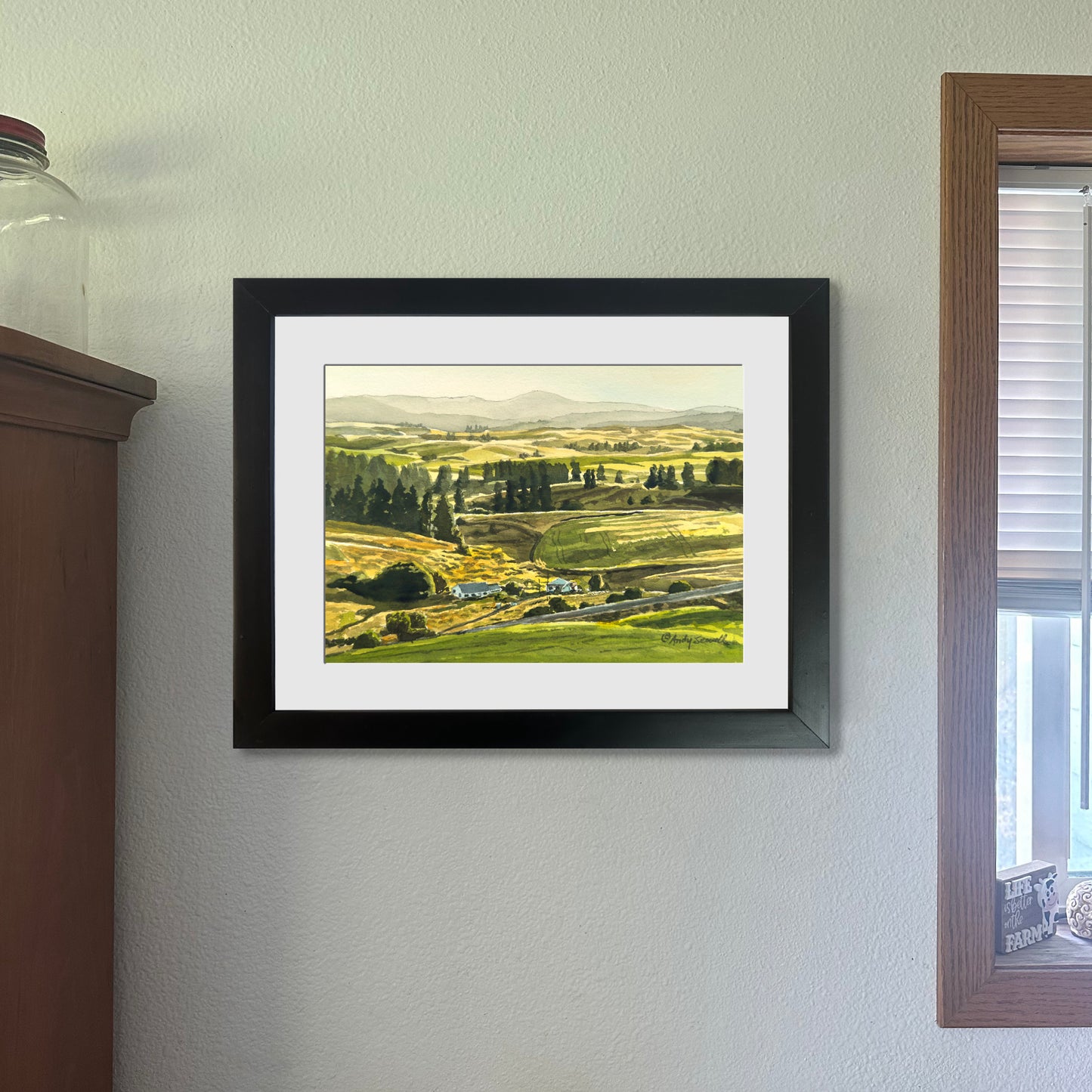 "Home on the Palouse" - 8"x12" Original watercolor, framed in 11x14