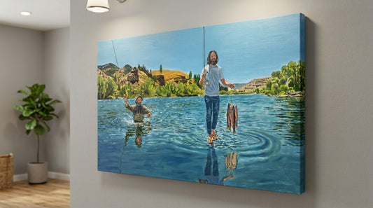 "No Waders Necessary" - 40x24 Original Oil on Canvas.
