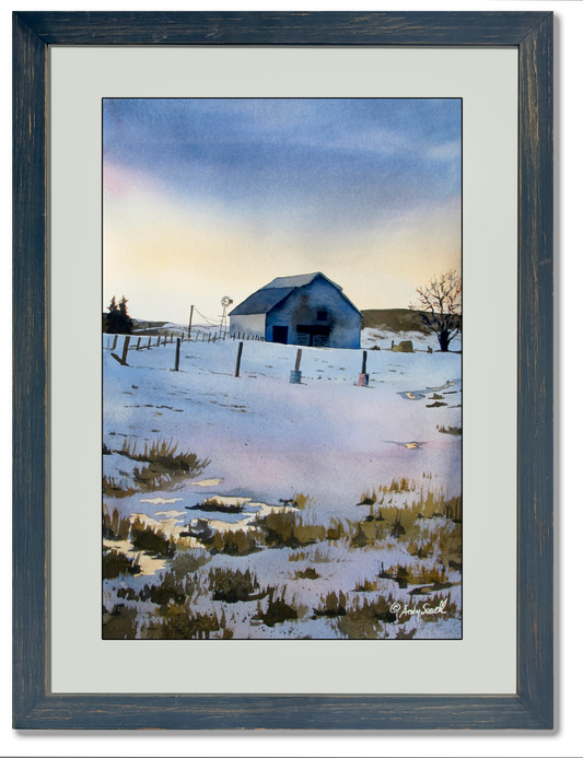 "Palouse November Evening" - 19x26 Framed Original Watercolor or giclee print