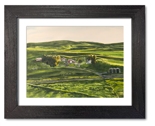 "Palouse Spring Farming" - 9"x12" Original watercolor, or framed in 11x14