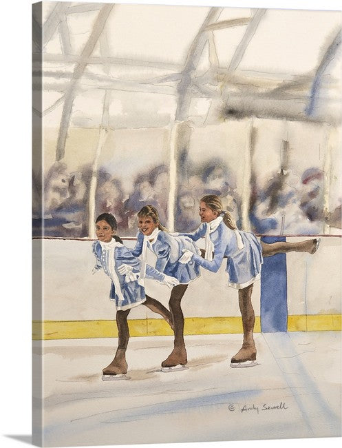 "Rink Girls” - - Canvas or art paper Giclée art prints from watercolor.