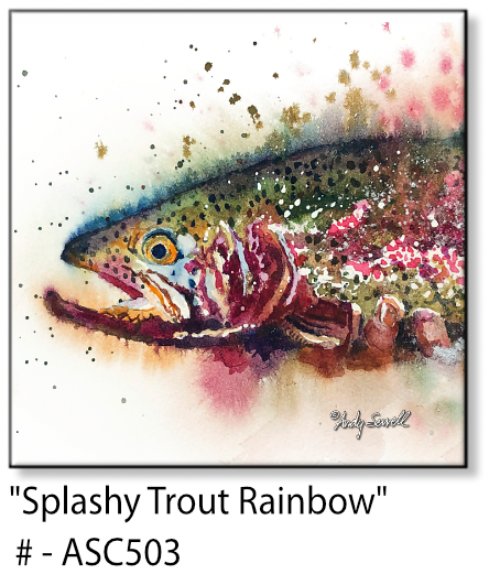 ASC503 "Splashy Rainbow Trout" ceramic coaster