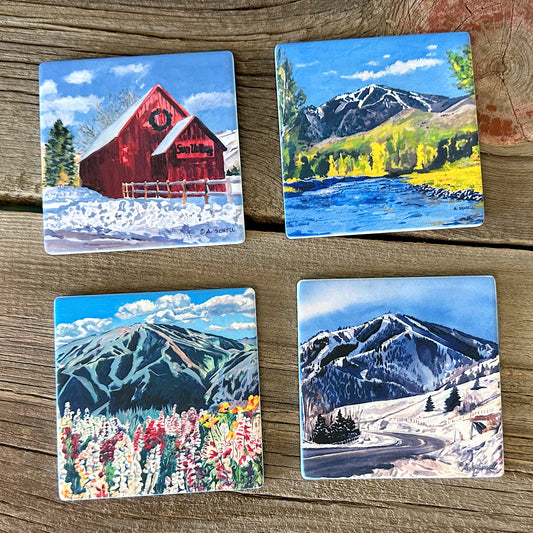 "Sun Valley" themed coaster set see below.