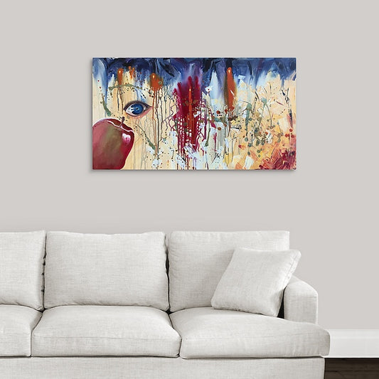 "The Blood Covers" 20"x44"- Prophetic art painted in a live worship service. Giclée prints available.