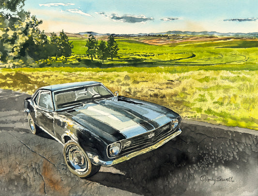 "Country Camaro" - '1968 Camaro" 11"x15" Giclee prints from Original Watercolor