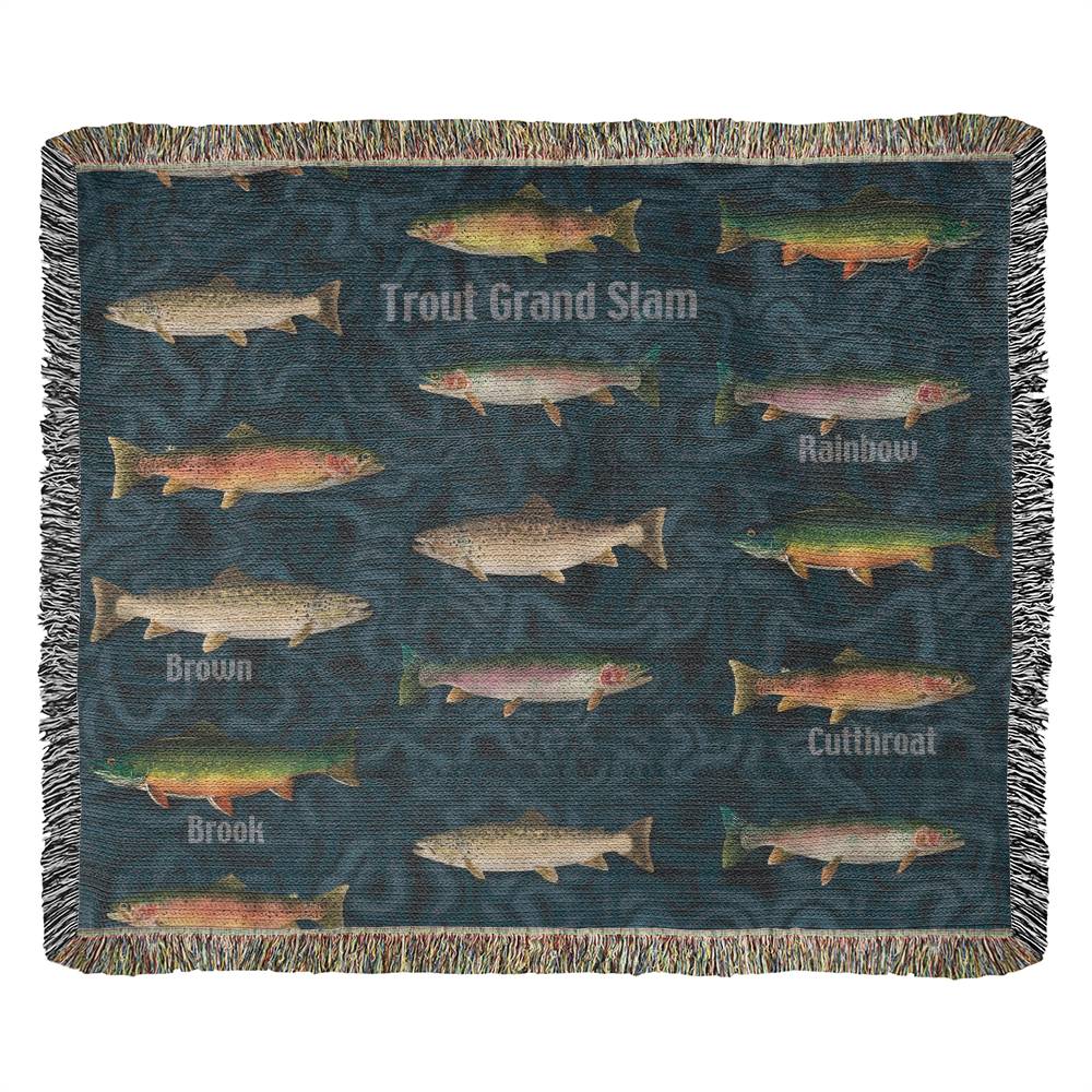 Trout Grand Slam 50"x60" Woven Blanket from a watercolor painting