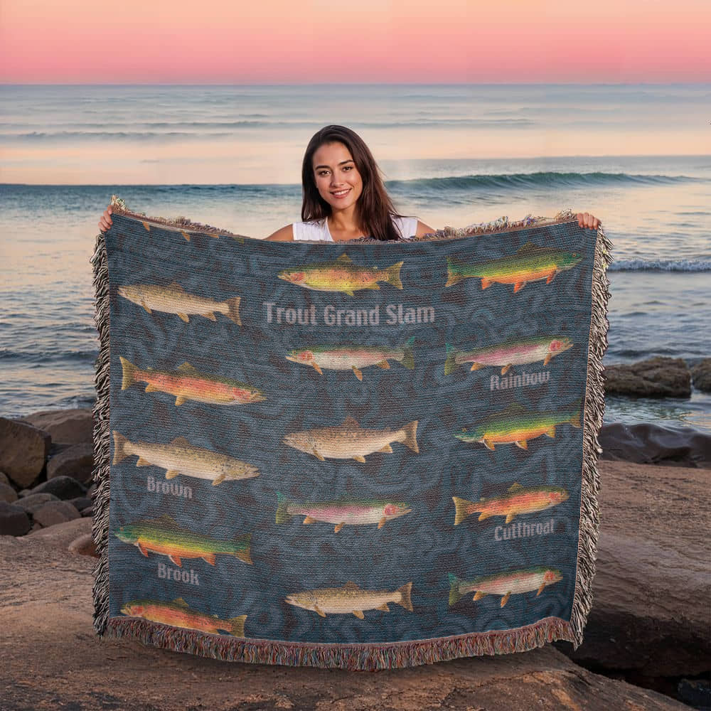 Trout Grand Slam 50"x60" Woven Blanket from a watercolor painting