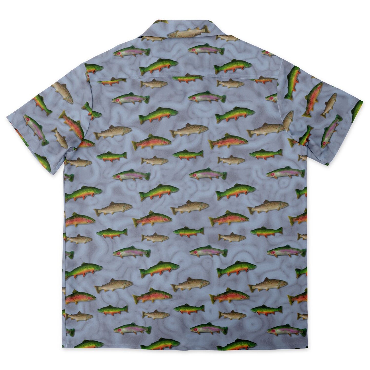 "Trout Grand Slam" light Blue Short Sleeve Button-Down Shirt