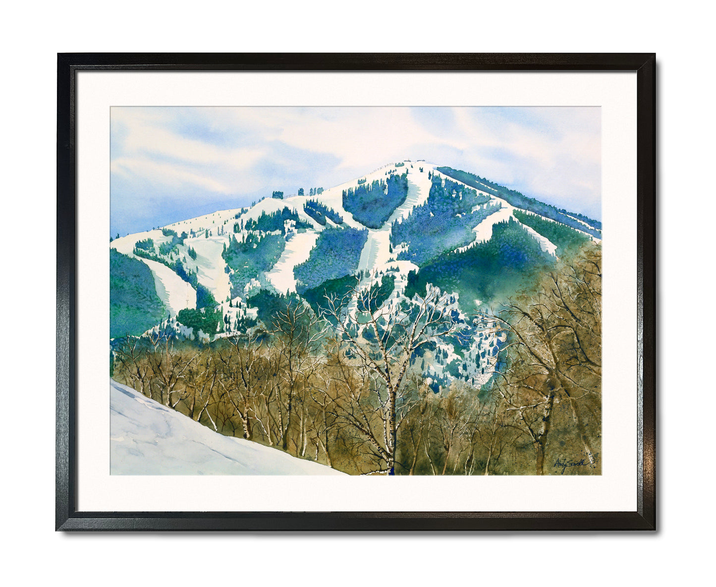 "Baldy over Bitteroot" - a signed/inspected Giclee reprod. from a watercolor of Sun Valley's Bald Mtn.
