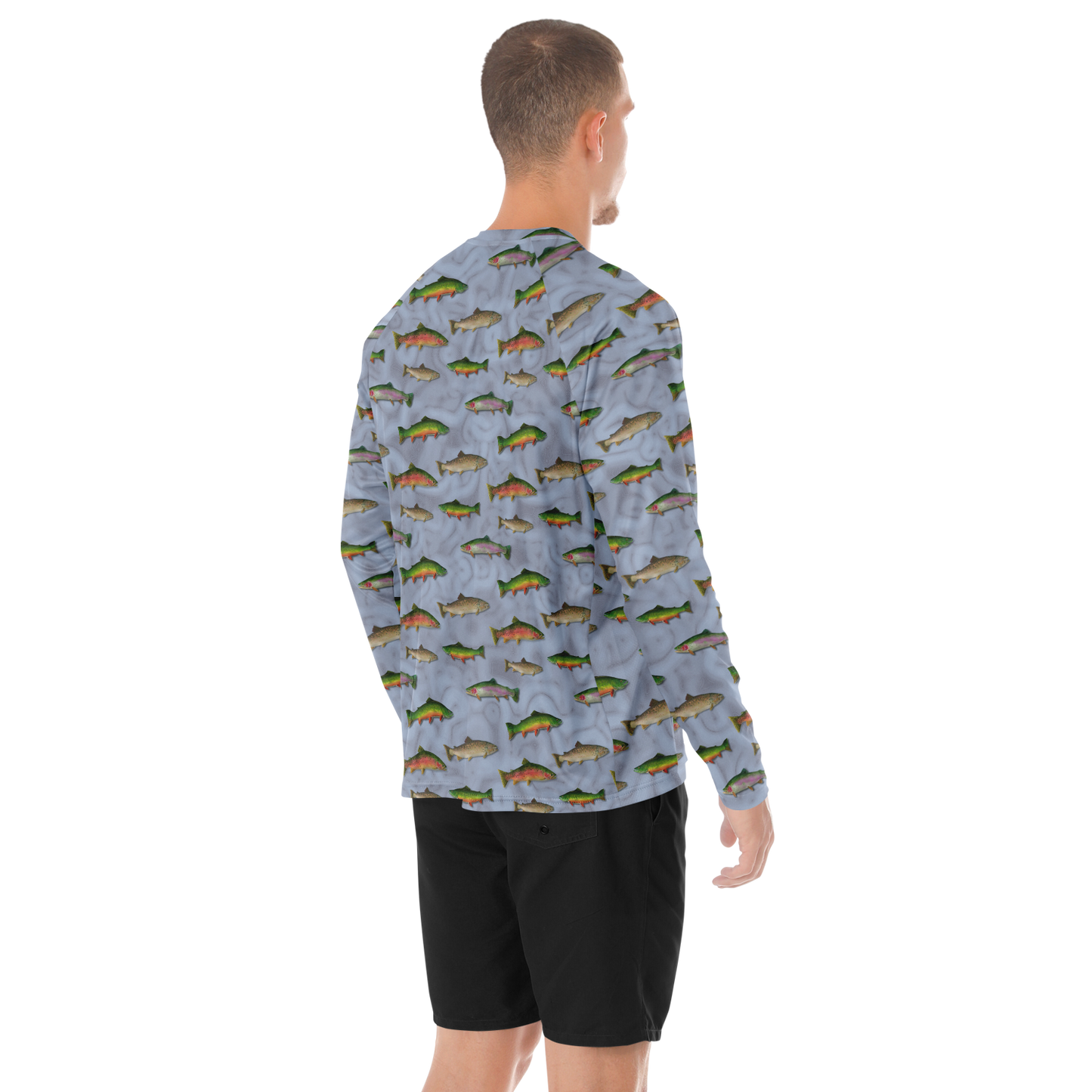 "Trout Grand Slam" pattern on Men's Long Sleeve Performance Sun Shirt