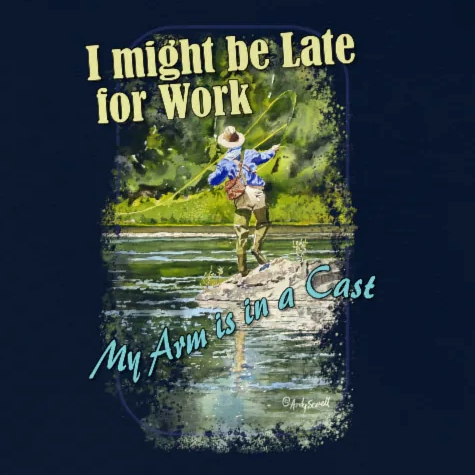 "River dance" Unisex Heavy Cotton Tee, Fly-fishing T-shirt