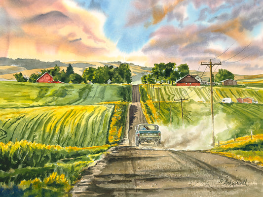 "Country Road Ford" - an Original 18x24 Watercolor or signed print.