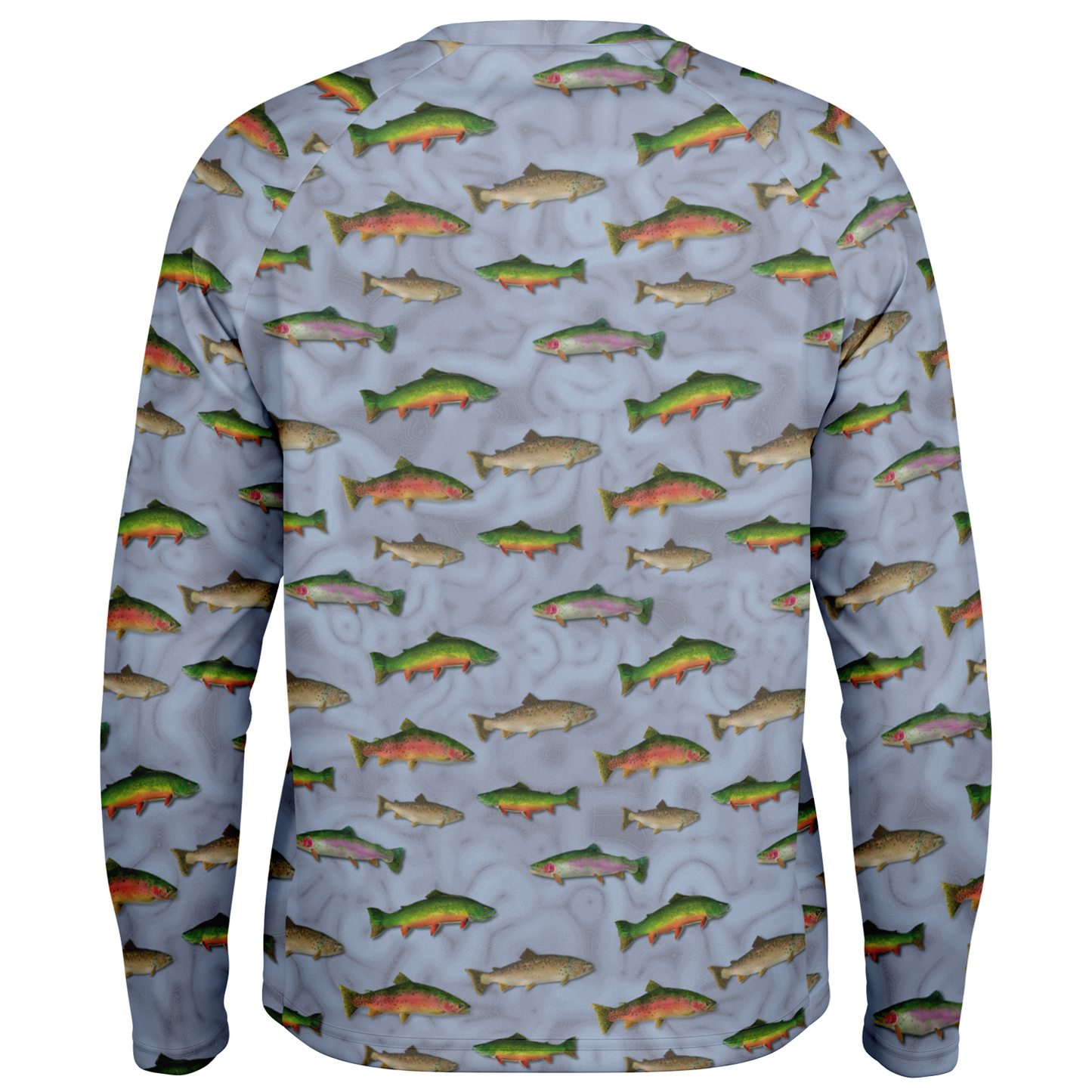 "Trout Grand Slam" pattern on Men's Long Sleeve Performance Sun Shirt