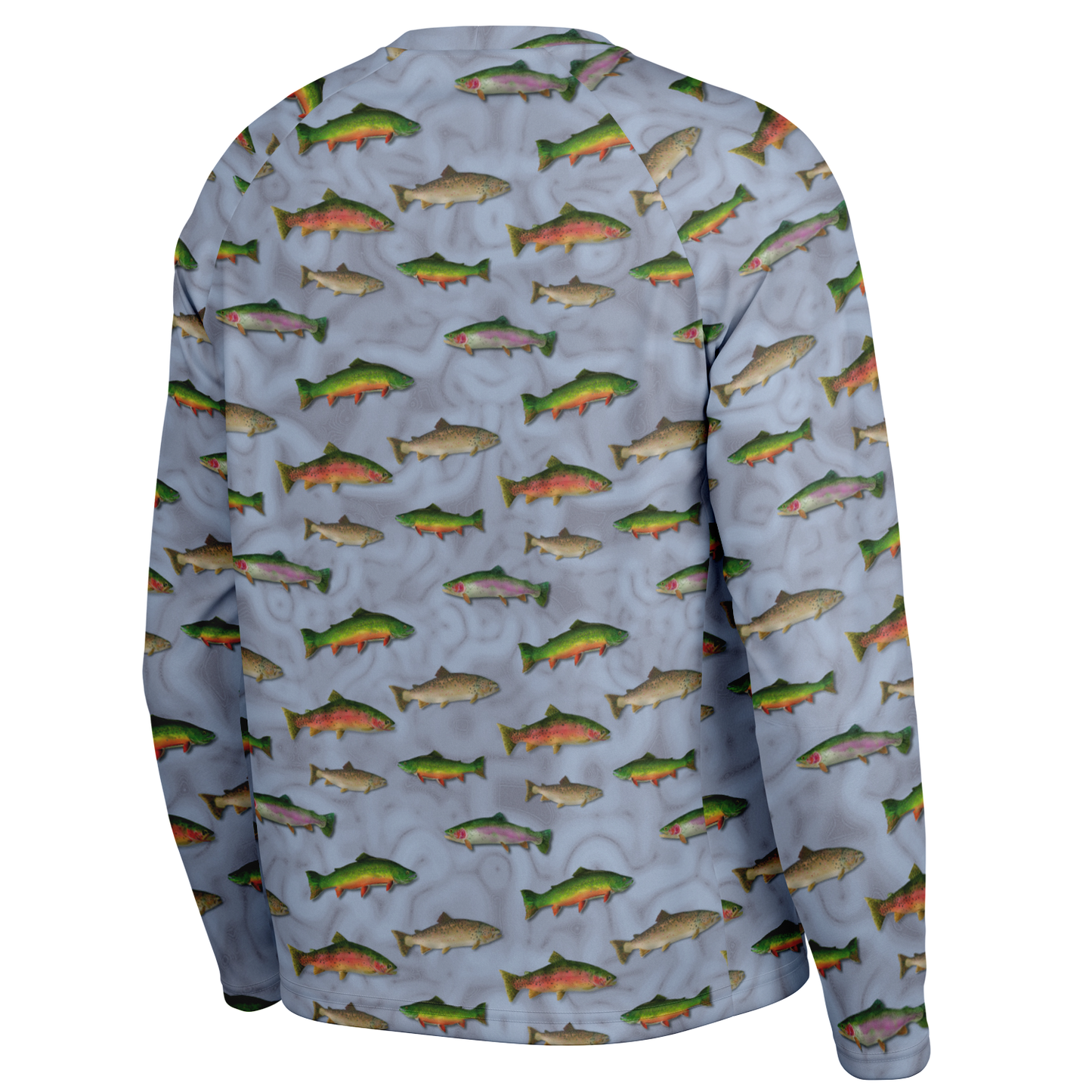 "Trout Grand Slam" pattern on Men's Long Sleeve Performance Sun Shirt