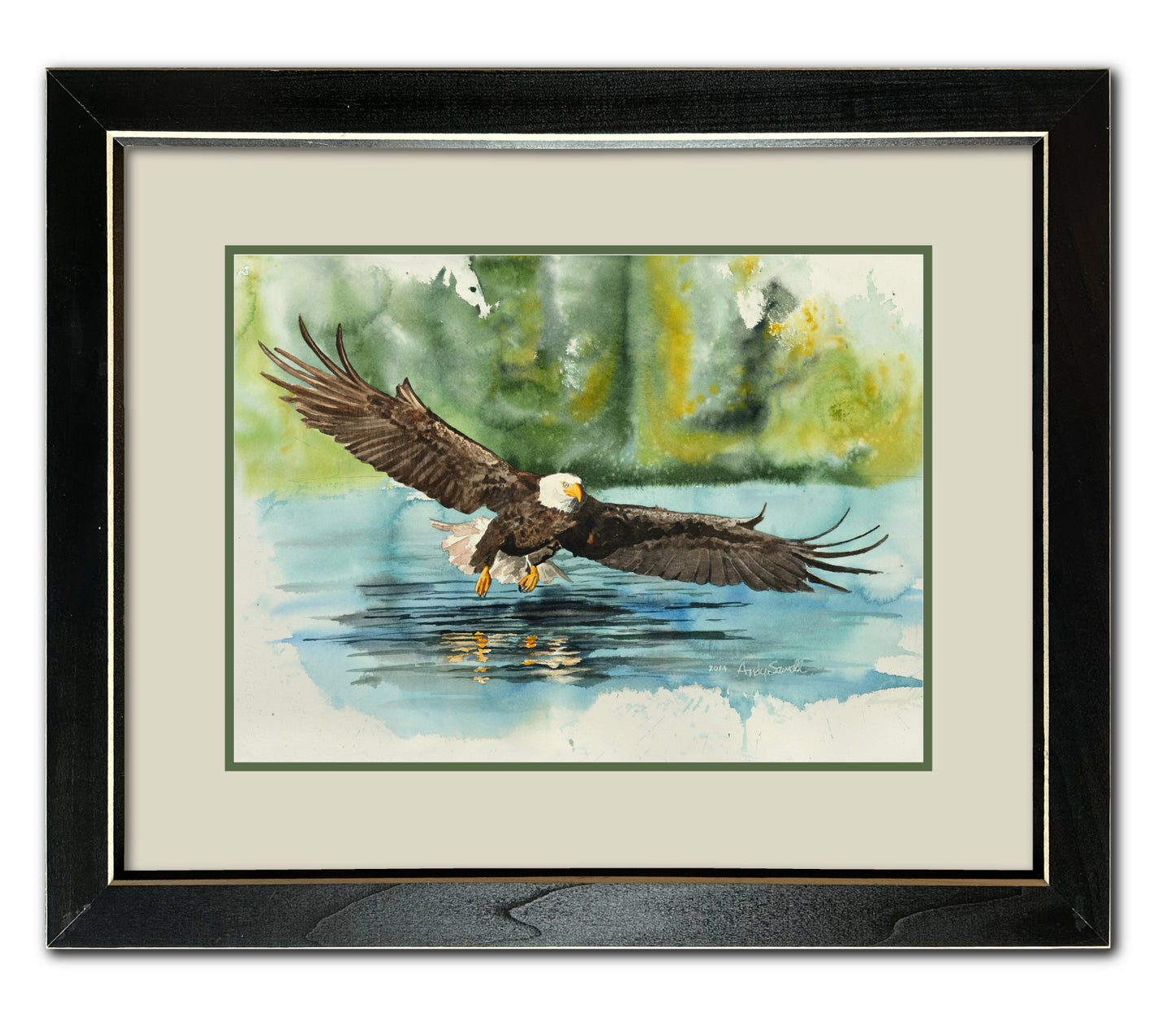 "Eagle: Fish Fear Him" - A limited edition s/n Giclee art print  from an Original watercolor of an eagle over the water