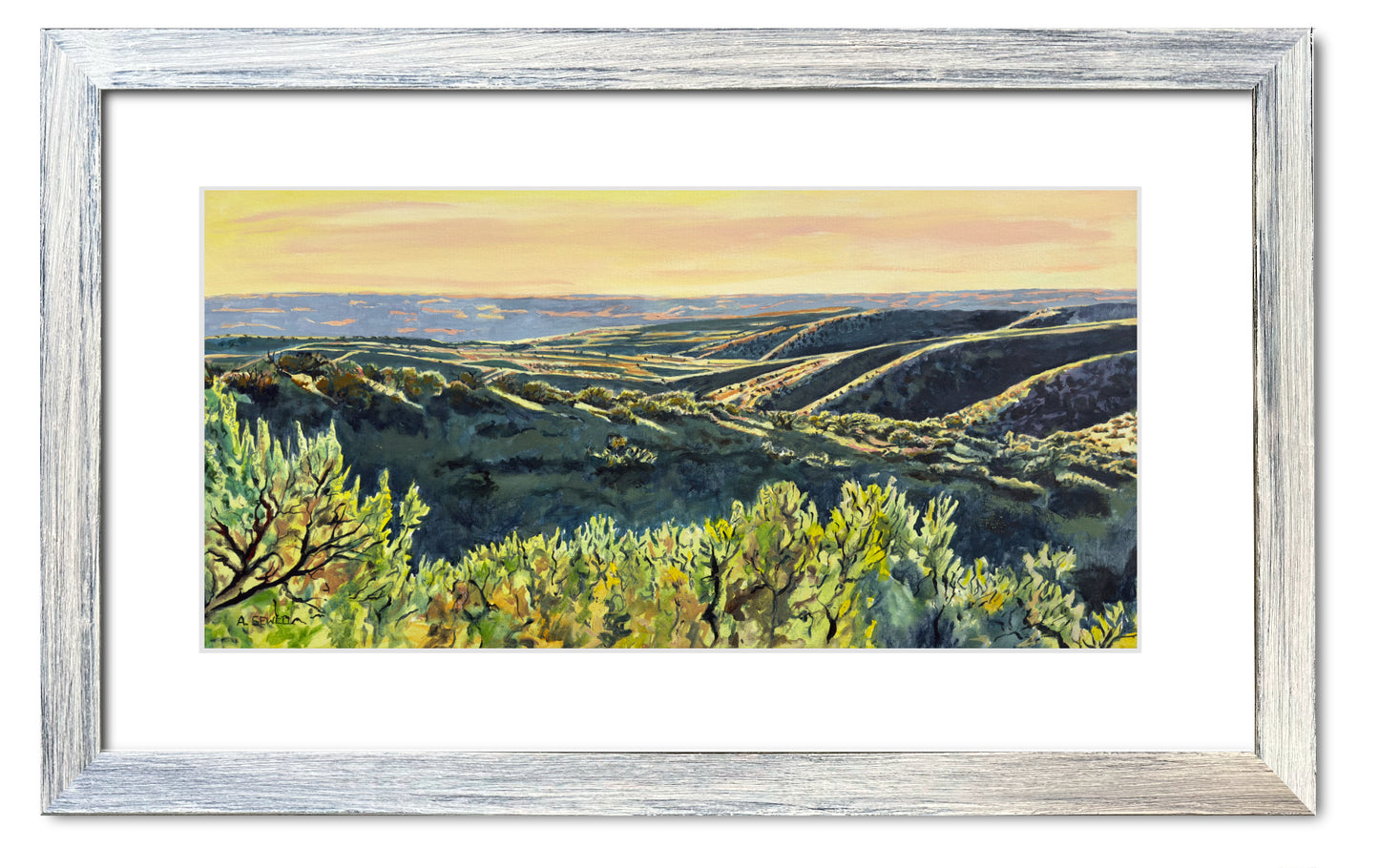 "Foothills Evening View” - 40"x20" - Original Acrylic painting, or Giclée art prints