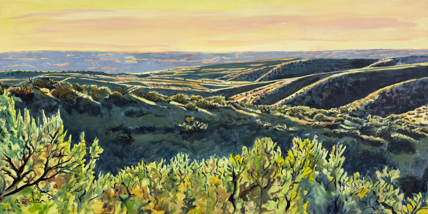 "Foothills Evening View” - 40"x20" - Original Acrylic painting, or Giclée art prints