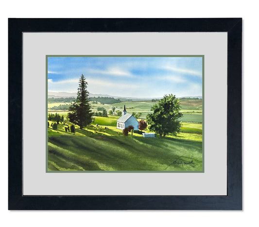 "Freeze Church Palouse View" 12x16 Original watercolor, or signed Giclee Reprod. of a popular local church