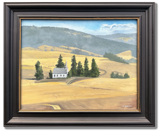 "Freeze Church Autumn" 11x14 a plein air Original oil painting of a small country church