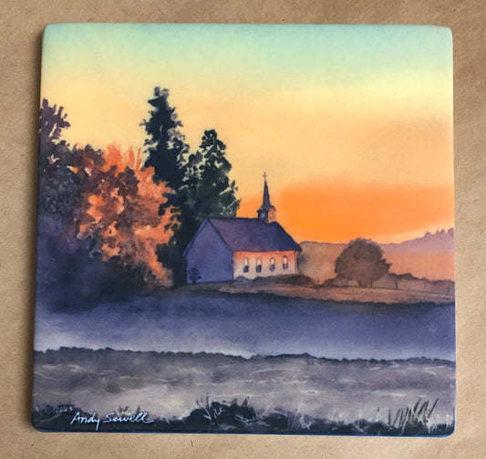 ASC500 "Freeze Church Sunrise" ceramic coaster