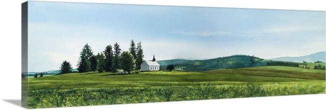 "Freeze Church Peaceful Pastures" 11x30 watercolor Giclee Reprod. of a popular local church