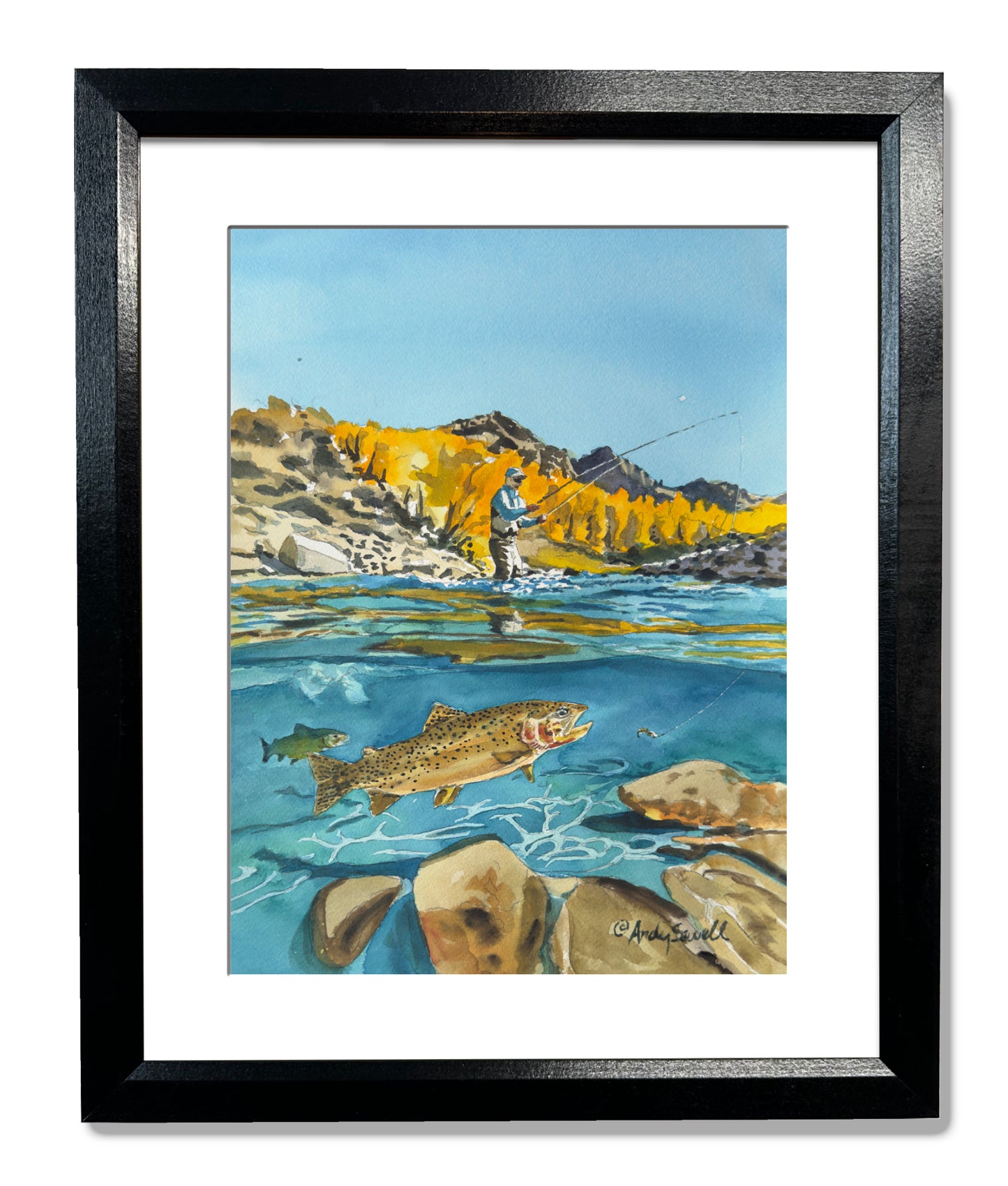 "Nymphing for the Cutthroat" - an Original 10x14 Watercolor or Open Edition Print