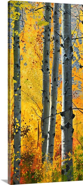 "October Gold" - Canvas Giclée art print of oil painting of Yellow Aspen trees in the fall