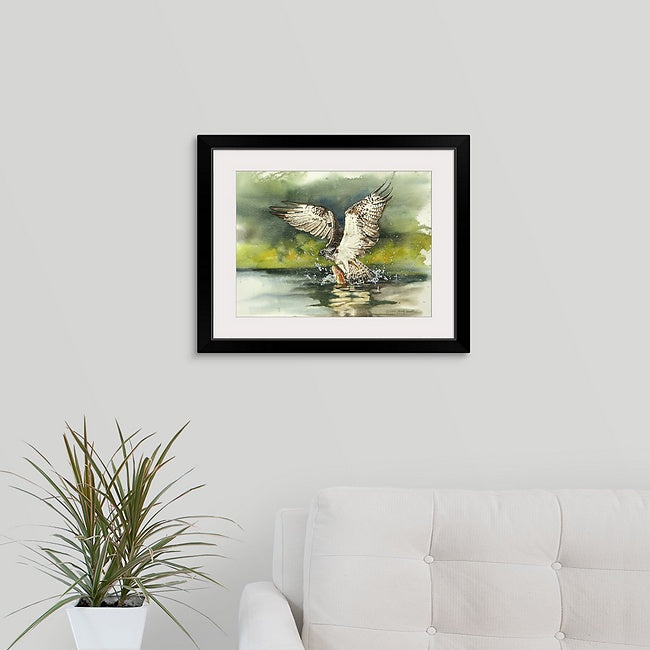 "Osprey: caught one" - A signed edition Giclee art print from an Original watercolor of an Osprey over the water