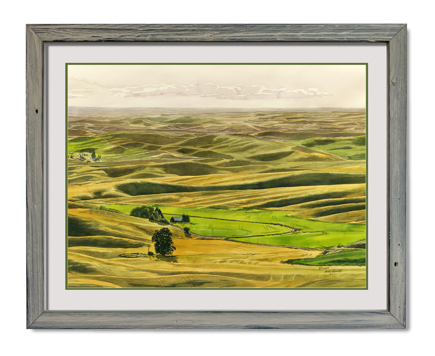 "Palouse Summer Glow" - An open edition Giclee reprod. from an Original watercolor of the Northwest Palouse country landscape - by Andy Sewell