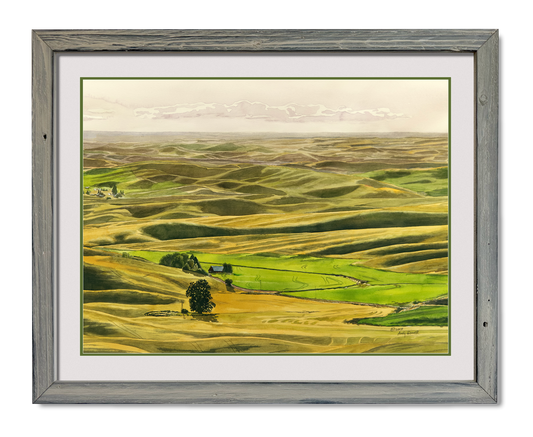 "Palouse Summer Glow" - An open edition Giclee reprod. from an Original watercolor of the Northwest Palouse country landscape - by Andy Sewell