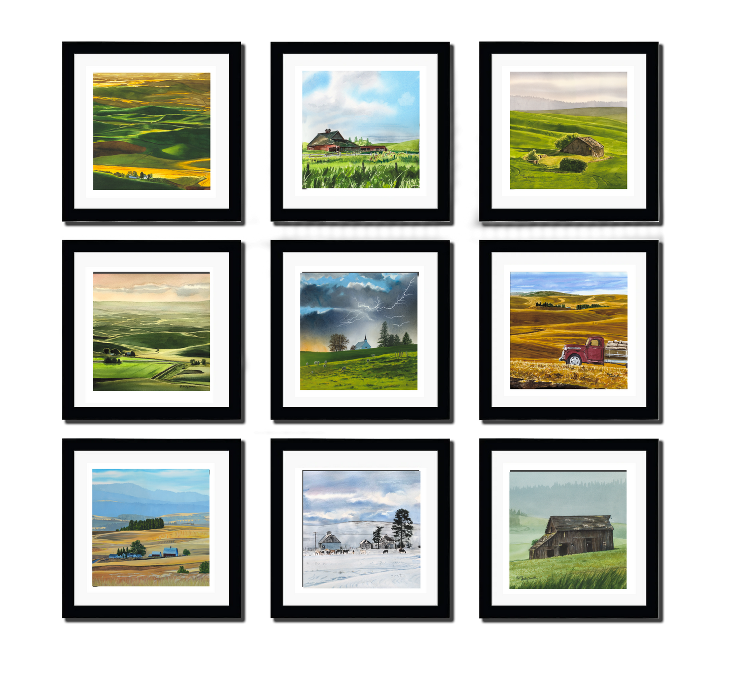 "Palouse Art Wall" a special edition set of Palouse art to fill a wall framed in 10x10 or 16x16