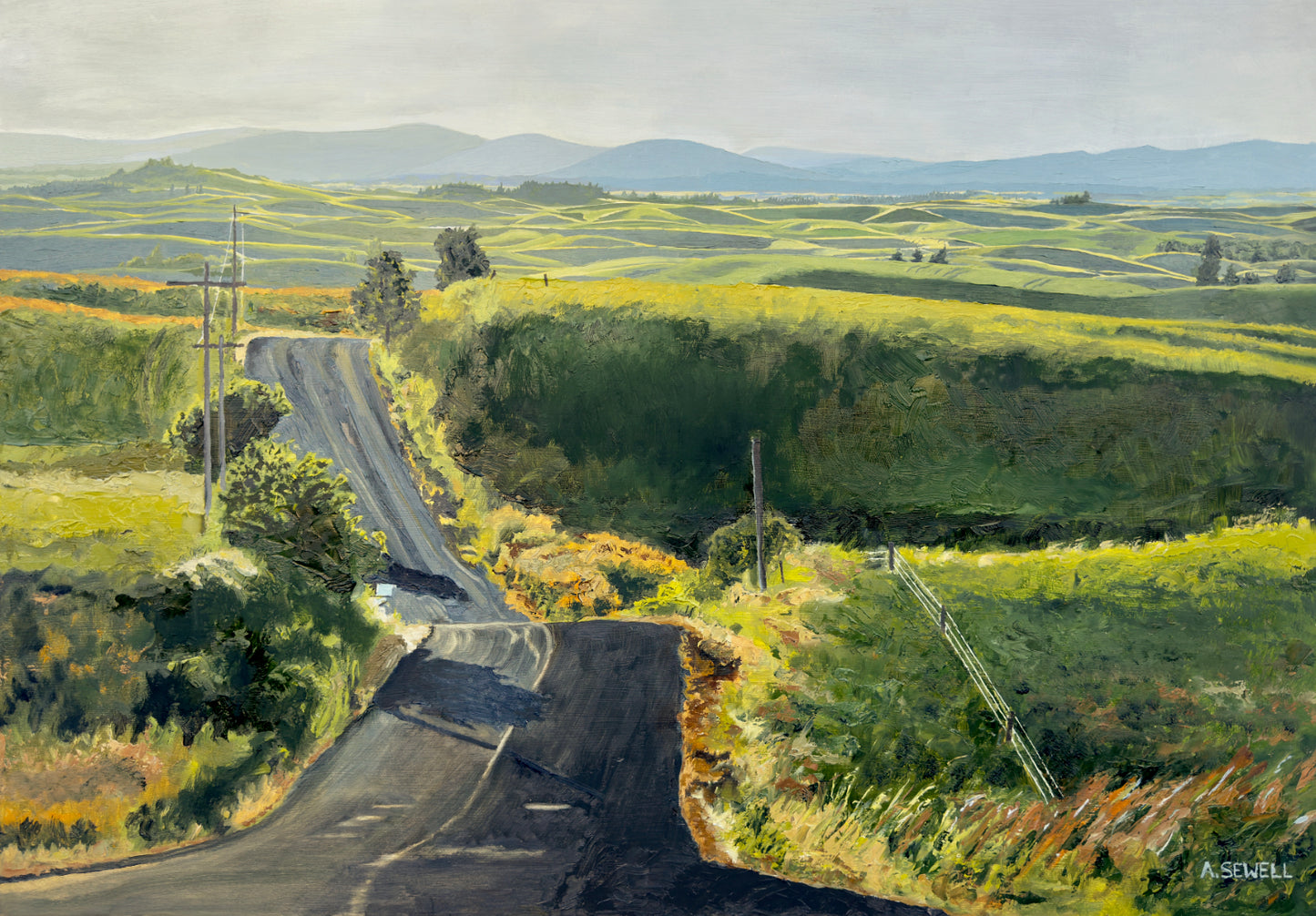 "Palouse Country Road" - An Original Oil Painting of the Northwest Palouse country landscape