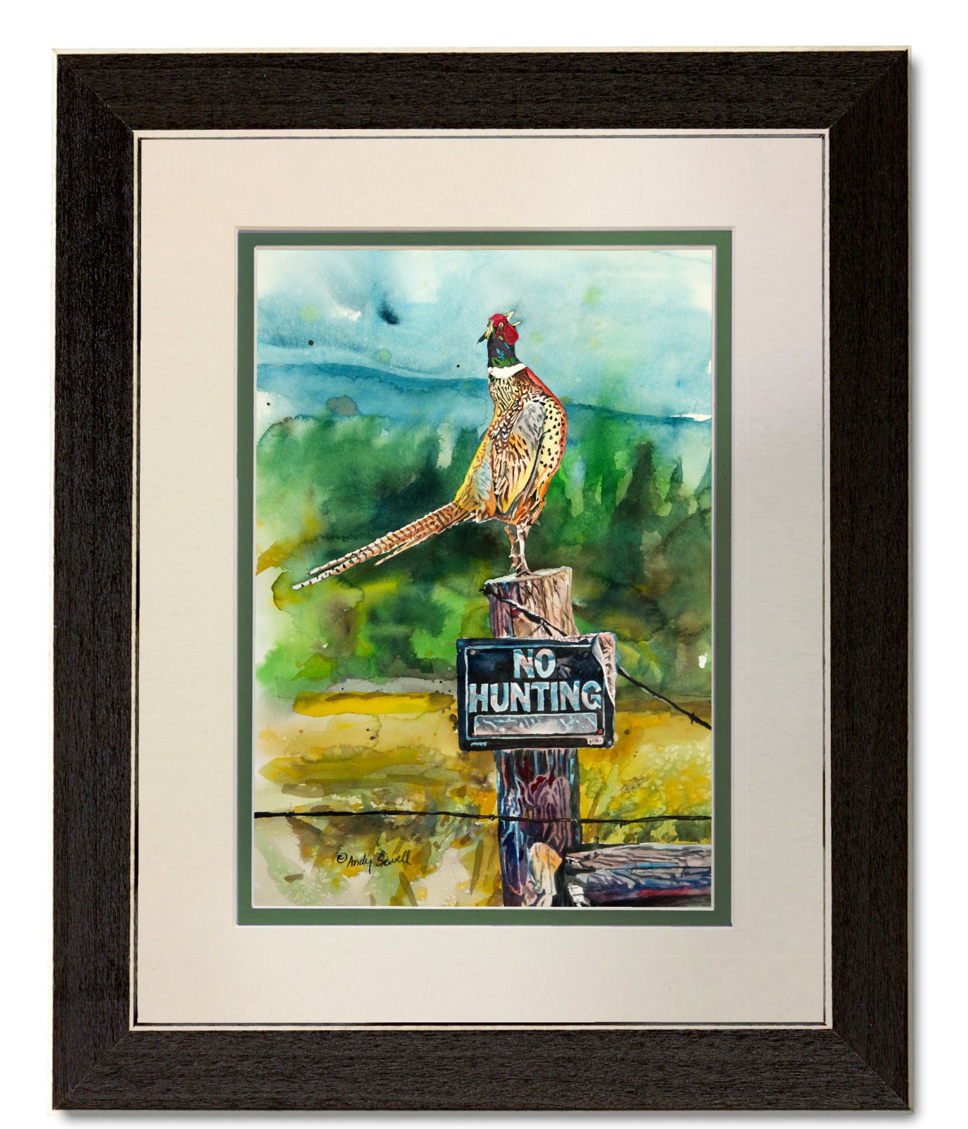 "Something to Crow About" 18x24 Original watercolor of pheasant, prints also available