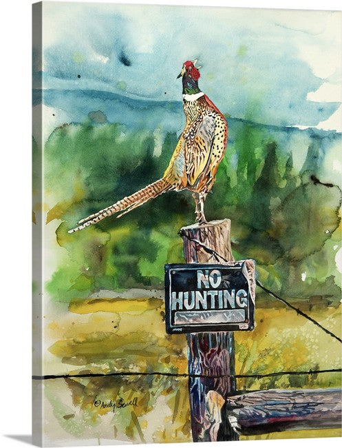 "Something to Crow About" 18x24 Original watercolor of pheasant, prints also available