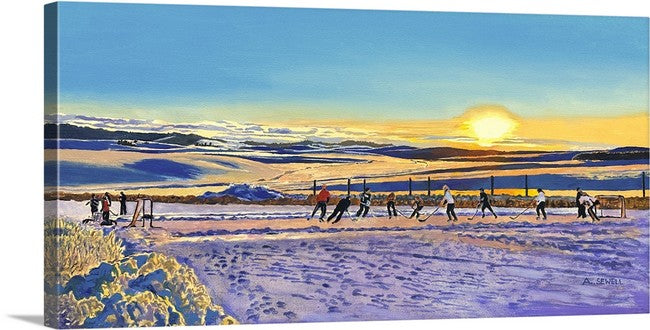 "Palouse Country Pond Hockey” - Giclée art prints from oil painting.