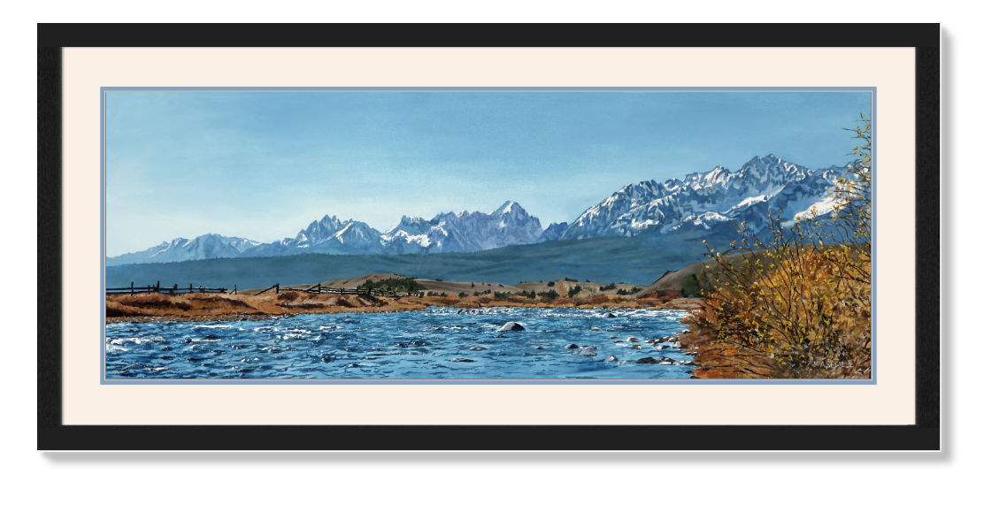 "Sawtooth Blues" - an Original Painting or signed edition art print capturing Idaho's awesome Sawtooth Mountains & Salmon River.